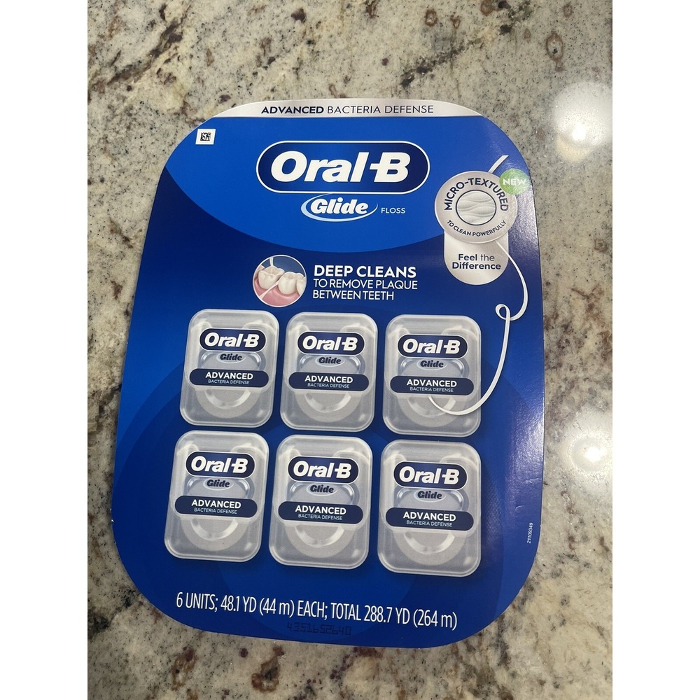 Oral-B Glide Advanced Bacteria Defense Floss, 6-pack (48.1 yards each)  ~ New